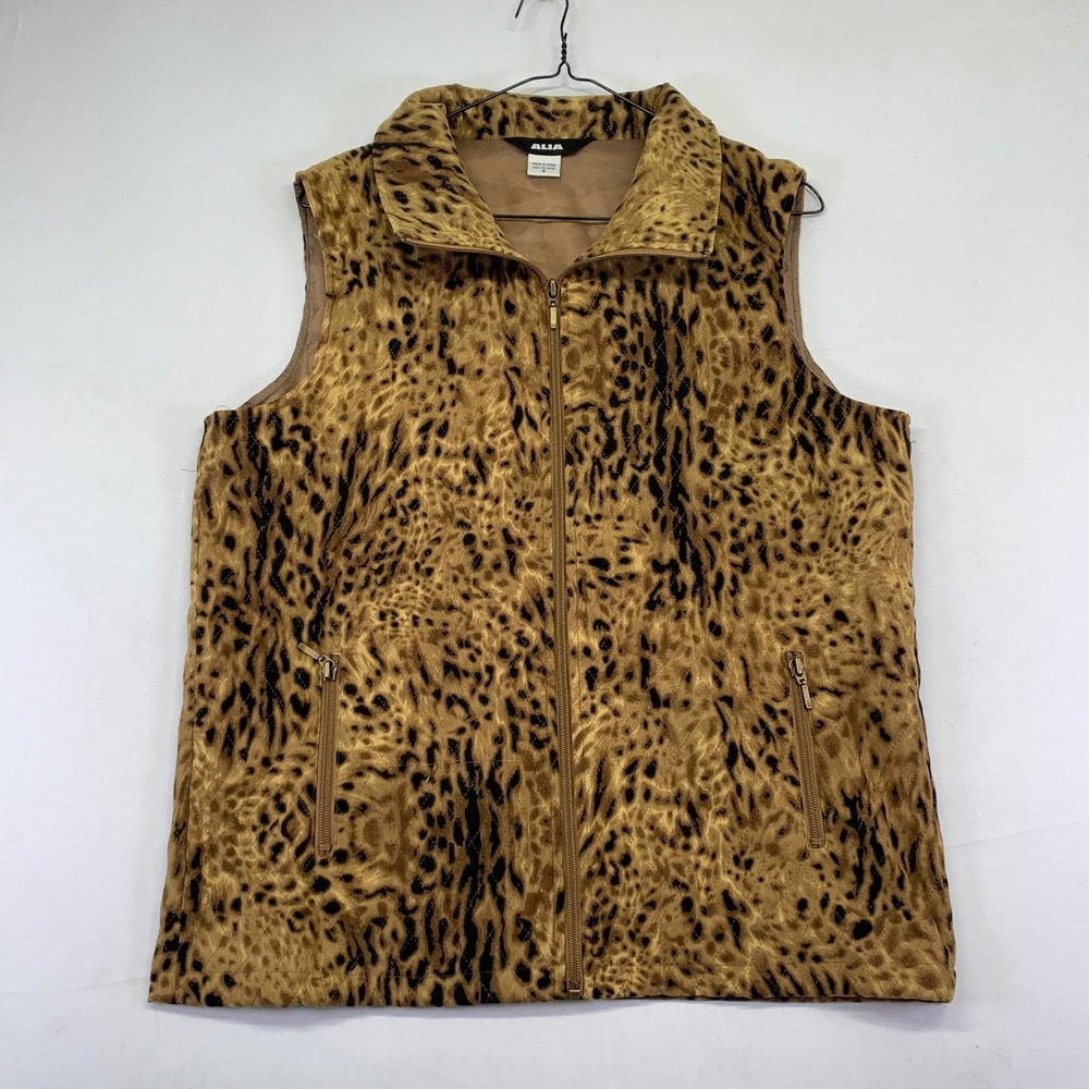 ALIA Women's Size 8 Cheetah Animal‎ Print Sleeveless Vest Vintage